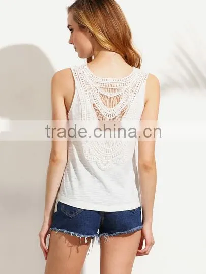 Tank-Tops&Camis Latest Fashion Design Women Clothing White Crochet Back Tank Top