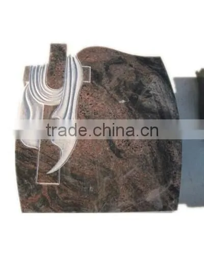 European Style Indian Granite Tombstone With Cross