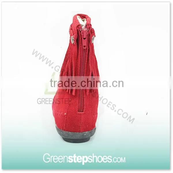 Warm Ankle Women Red Suede Boots photo-4