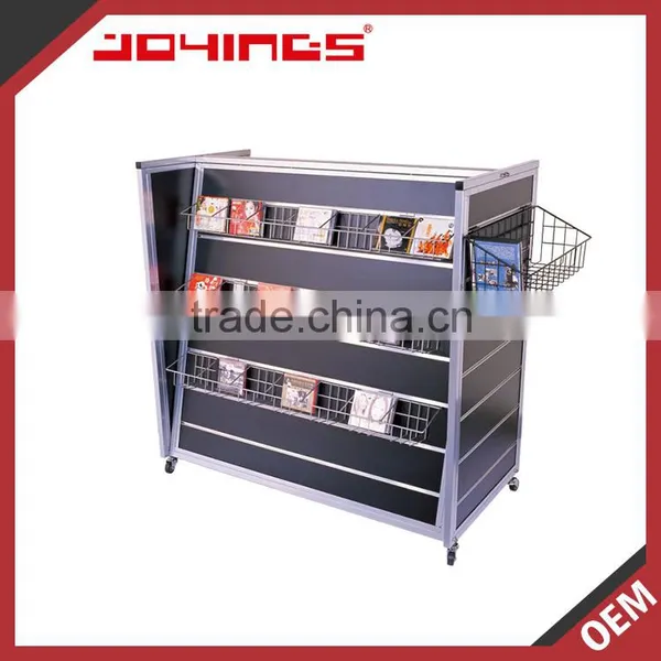 Retail 4 Way MDF Slatwall Horizontal CD Rack With Wire Basket