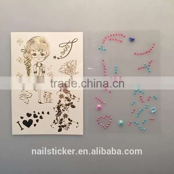 Custom Multi-application Metallic Tattoo With Rhinestone Gold Crystal Hair Tattoo Stickers photo-6