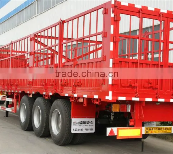 3 Axles 50T Bulk Cargo Truck / Side Wall Semi Trailer photo-4