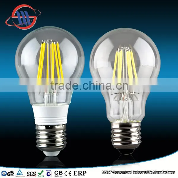 2015 New Style CE ROHS Approval A60 Led Solar Light, E27 Led Light Bulb Cool White, Filament Leb Bulb