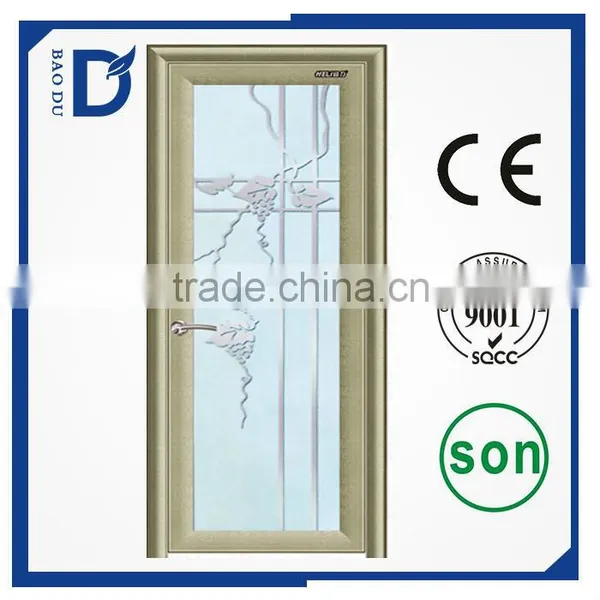 Waterproof Aluminum Frame Bathroom Door Sliding Entry Glass Door photo-5