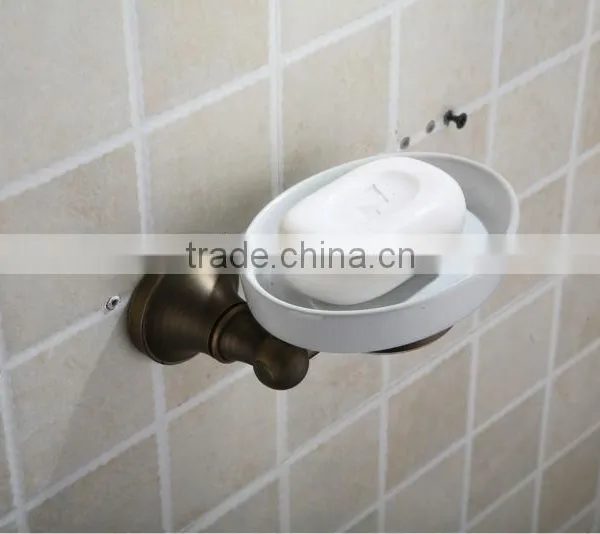 Antique Brass Ceramic Soap Dish Holder ,Rural Style Soap Dish of Bathroom Accessories