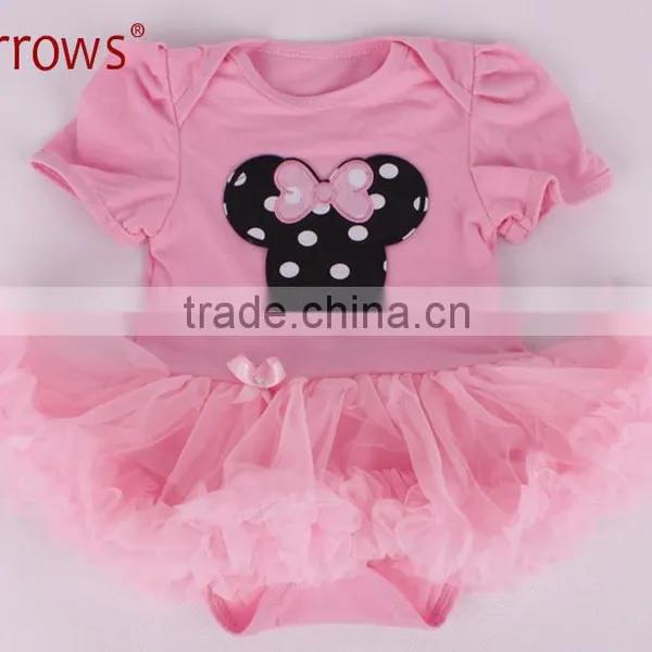 Organic Cotton Baby Girls Lace Dress Sets Short Sleeve Clothing Embroidered With Cake Pattern photo-2