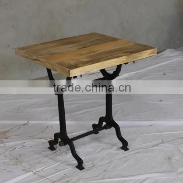 Industrial Iron Wood Coffee Table photo-3