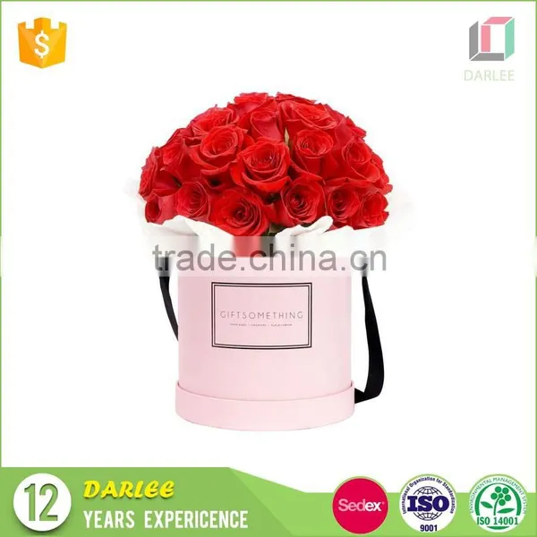Professional OEM Christmas Gift Paperboard Luxury Round Custom Florist Hat Boxes With Ribbon Handle photo-2