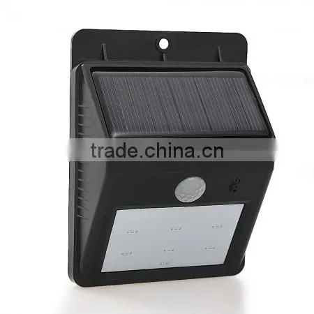 6 LED Solar Power PIR Motion Sensor Wall Light Outdoor Waterproof Garden Lamp