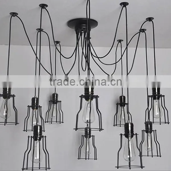 Industrial Loft Style Black Iron Electric Vintage Pendant Light With 6-12 Bulbs photo-3