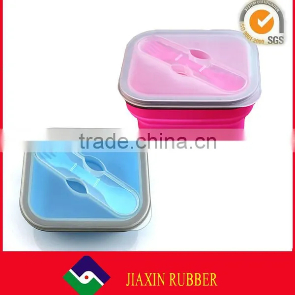 Portable 600ml Foldable Silicone Lunch Box Safe Use in Freezing Microwave One Compartments photo-4