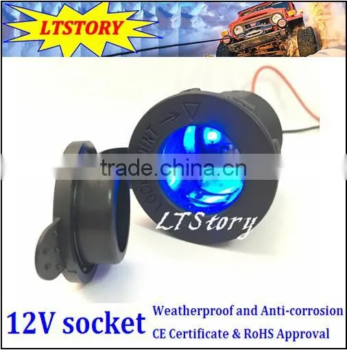 12V DC Waterproof Power Socket With LED Light