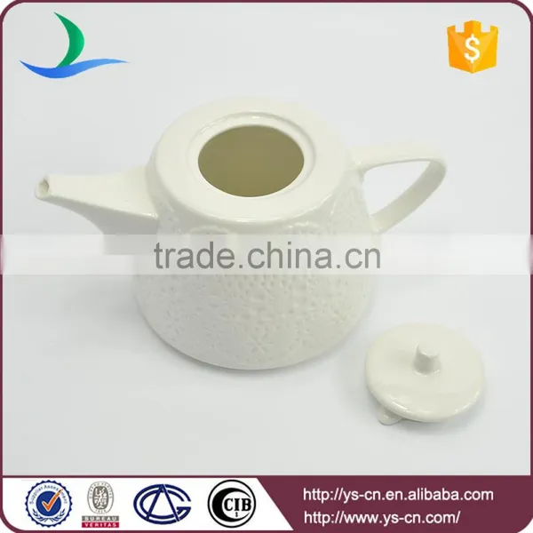 Best Selling Products Elegant Flower Pattern Embossed White Porcelain Tea Pot photo-3