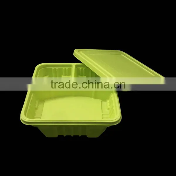 Biodegradable Eco-friendly Two-layer 1000ml 3-div Corn Starch Food Container photo-3