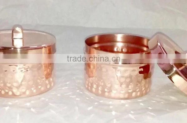 100% PURE COPPER HAMMERED FINISH CANDLE JAR, FANCY COPPER CANDLE CONTAINER photo-3