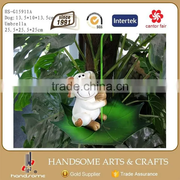 Outdoor Garden Statues Ornament Ceramic Dwarf Figure and Iron Umbrella Metal Bird Feeder photo-6