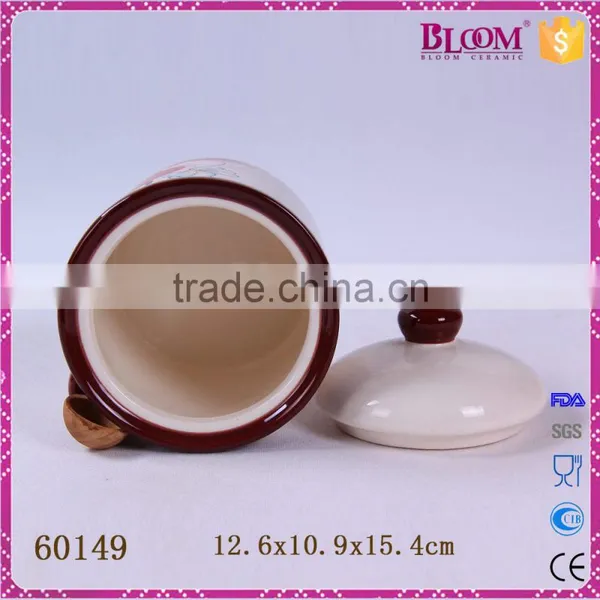 Ceramic Kitchen Coffee Canister With Wood Spoon photo-5