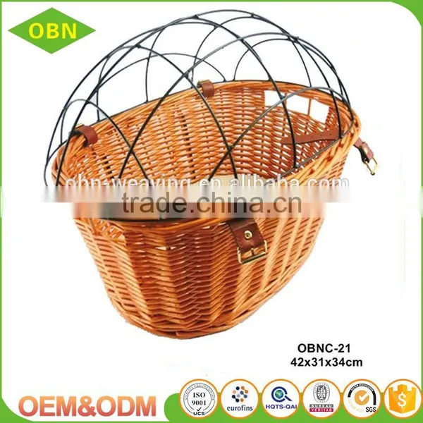 Traditional Handmade Cheap Large Bike Basket Dog Carriers Wicker Bike Basket With Cover photo-4
