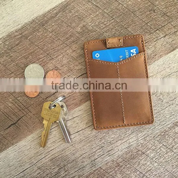 Card Sleeve Slim Wallet Full Grain Leather Front Pocket RFID Blocking Minimalist Card Holder photo-5