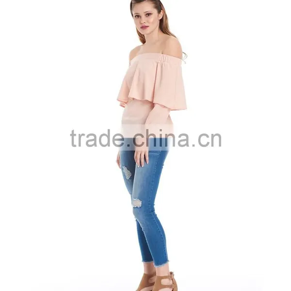 Chiffon Blouse Women Sexy Saree Blous Fashion Cheap Wholesale Custom Off the Shoulder Tops photo-5