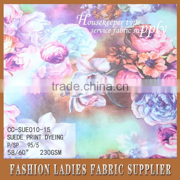 Shaoxing Cicheng Textile China Supplier Flower Garden Printed Hot Sale Suede Fabric photo-3