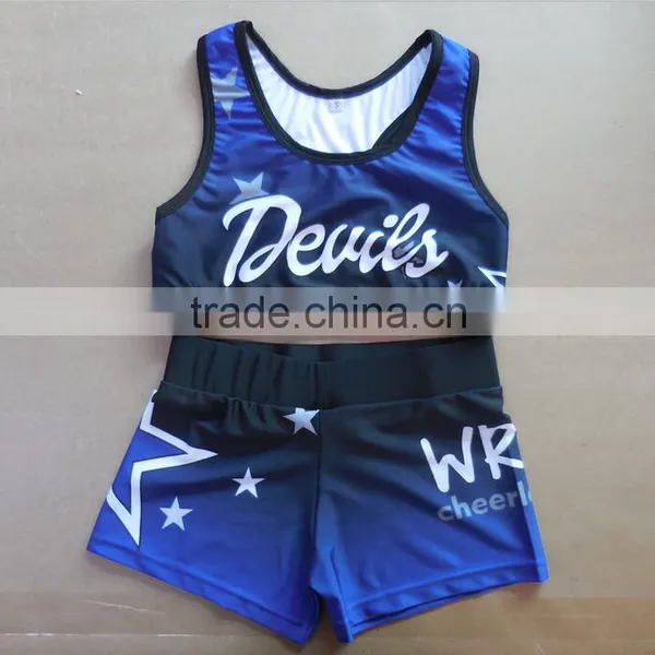 Cheap Girls Cheerleader Uniforms, Comfortable Lycra Compression Cheerleading Bras and Shorts photo-2