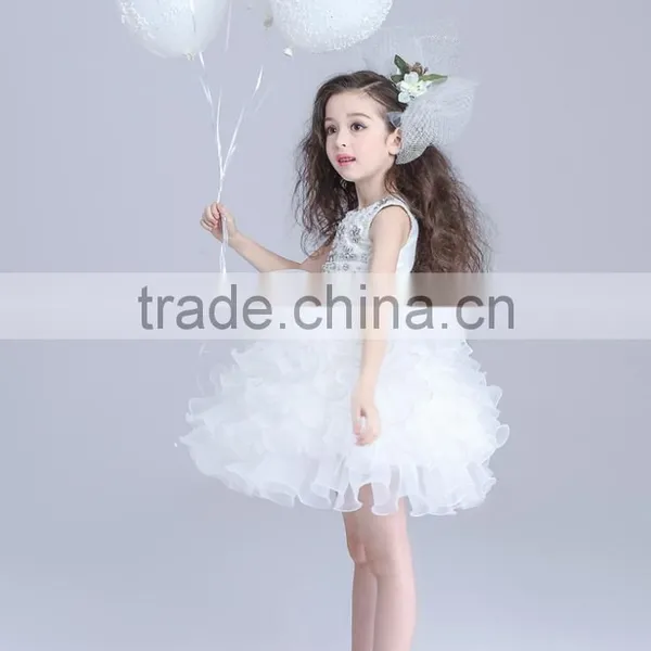 2017 8 Years Girl Dress Designs Cake Satin Dresses photo-5