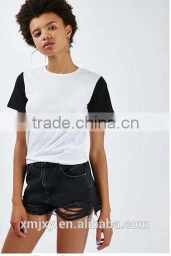 2017 100% Cotton Comfortable Hit Color Basic T Shirt for Woman OEM Service photo-2