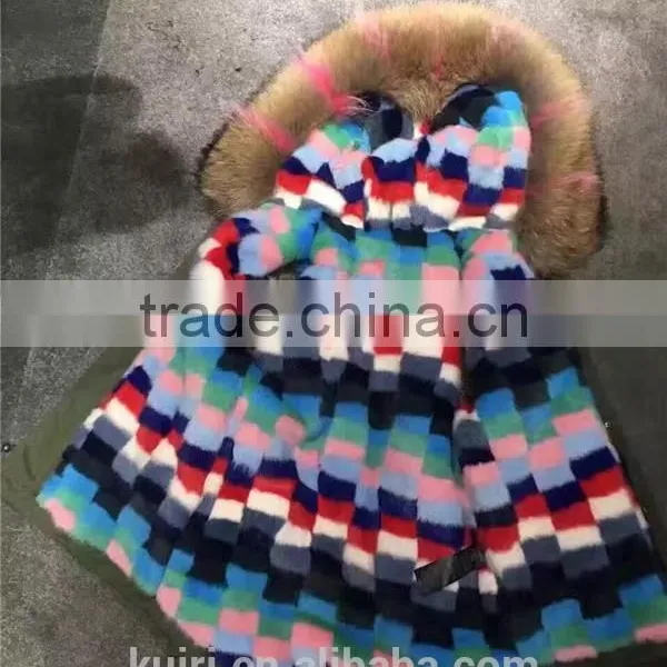 Factory Supply Woman Winter Real Mink Fur Parka Linging With Fox Fur Collar Hood With High Quality Pc-211 photo-2