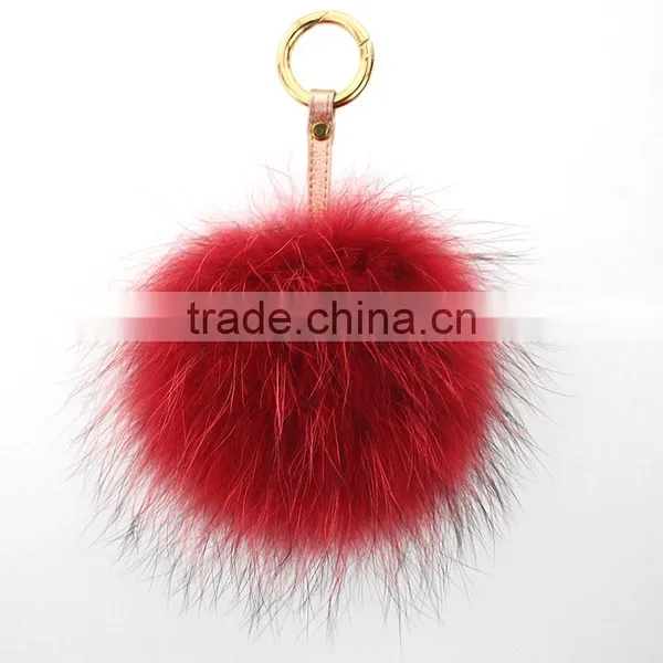 Myfur Hot Sell Raccoon Fur Pompom Keyring Fur Pom Pom Keychain photo-4