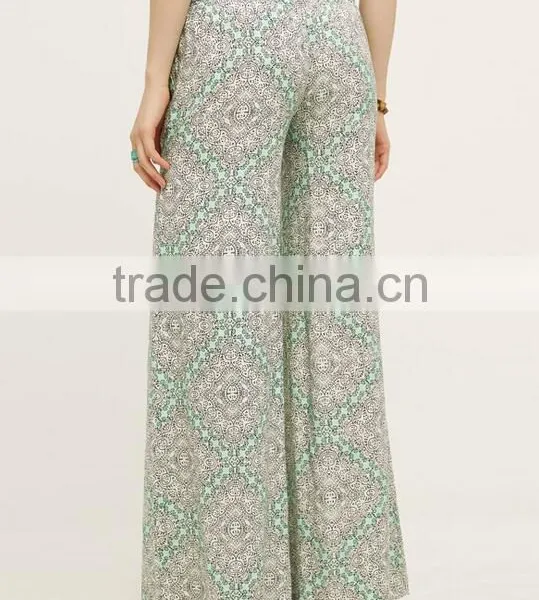 EY0599P New Style 2017 Ladies High Waist Printed Loose Wide-legged Pants photo-2