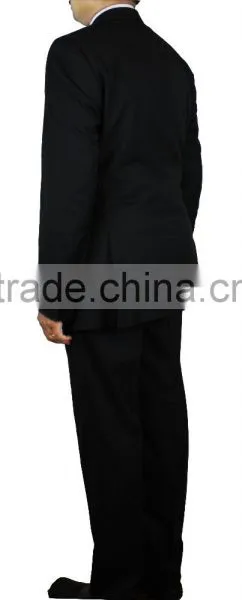 NAAMS MEN'S WOOL 2 BUTTON 2 VENT SLIM FIT SUIT JACKET FLAT FRONT PANT BLACK photo-3