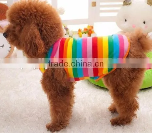 Wholesale Rainbow Stripe Pet Shirt Dog Clothes Puppy Cat Apparel Costume Clothing Summer photo-4