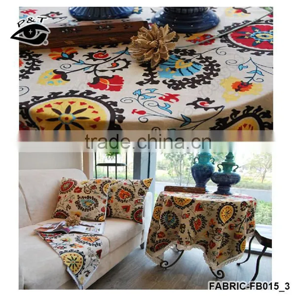 5m/pack Newest Folk Style Sunflower Printing Canvas Fabric Linen/Cotton Fabric for Apron Curtain Bag Table Cloth photo-3