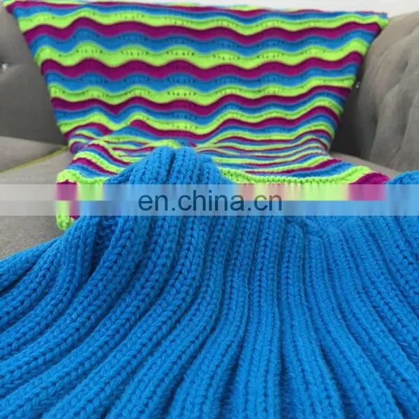 New Popular Fashion All Season Blankets Handmade Knit Mermaid Tail Blanket Wholesale photo-4