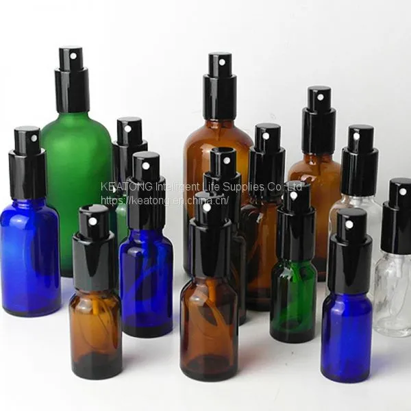5ml 10ml 15ml 30ml 50ml 100ml Blue Green Amber Clear Color Glass Essential Oil Bottles With Mist Sprayer