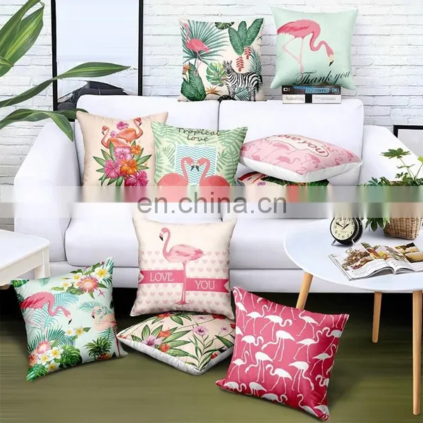 I@home Flamingo Cartoon Printing Lumbar Back Pillow Cushion Cover for Sofa