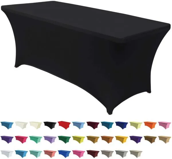 Spandex Tablecloths for 6ft Home Rectangle Rectangular Table Fitted Stretch Table Cover Ivory photo-4