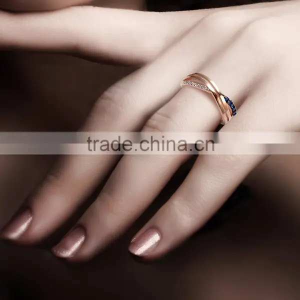14K Rose Gold Ring With Diamonds and Sapphires photo-2