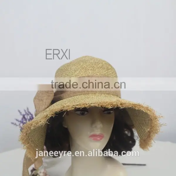 New Design Cheap Promation Straw Hat to Sinamay Bowknot Decorate photo-4