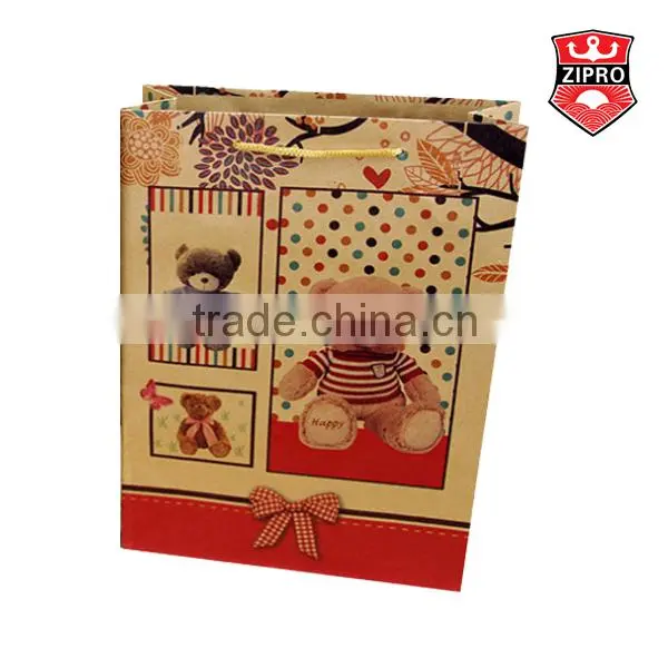 Bear Photo Printing Fancy Smart Shopping Paper Bag Brown Kraft Gift Bag