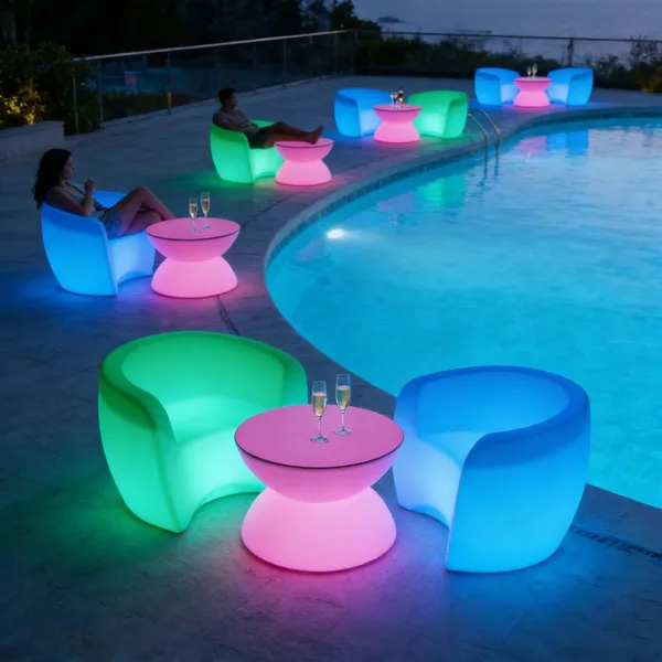 Bar Furniture Glowing Luminous Illuminated Led Table and Chair Set Outdoor Nightclub Led Furniture Outdoor Garden Event Table photo-2