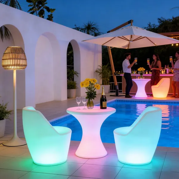 Factory Direct Modern Design Plastic Luminous Tables and Chairs for Outdoor Garden Party Wedding Bar Use Top Industry Choice photo-4