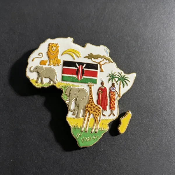 Africa Kenya Feature Resin Fridge Magnet Custom Country Tourist Souvenir Hard Enamel Pin Keychain Gift Set photo-4