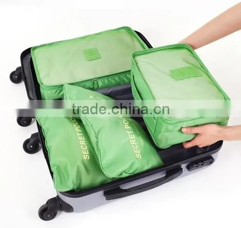 Waterproof Polyester 6pcs/set Double Zipper Luggage Travel Bags