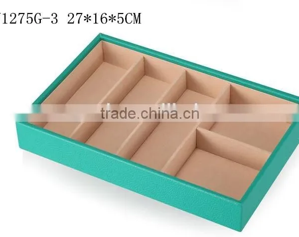 W1275G-3 Wholesale Stackable Jewelry Display Tray Leather Jewelry Case