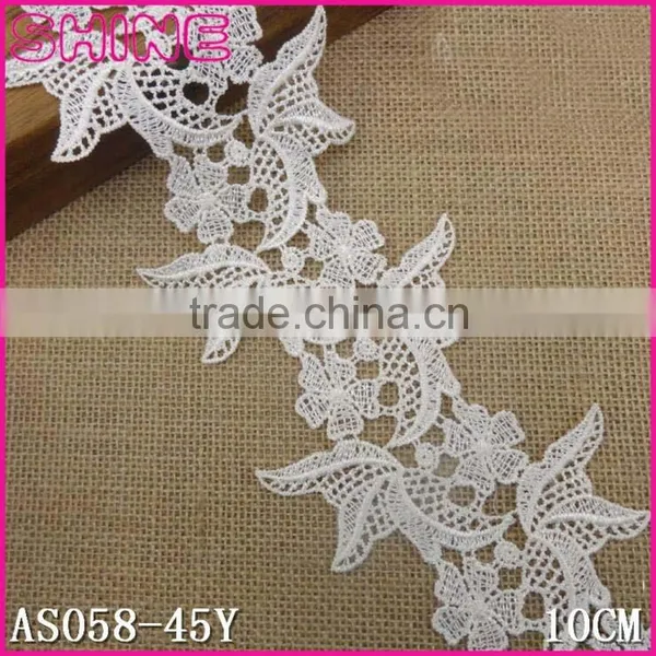 Factory Cheap 10cm Embroidery Water Soluble Lace trim Fabric for clothes laces