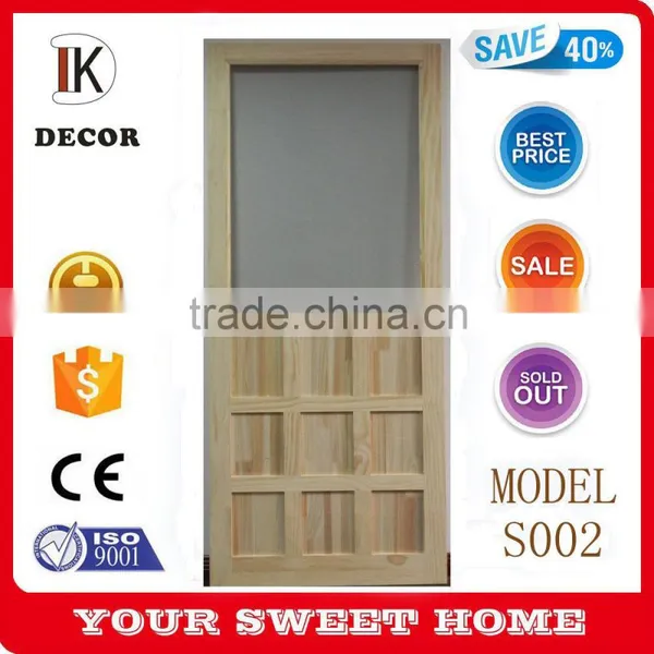 T Bar Solid Stainable Unfinished Wood Screen Door Natural Color photo-3