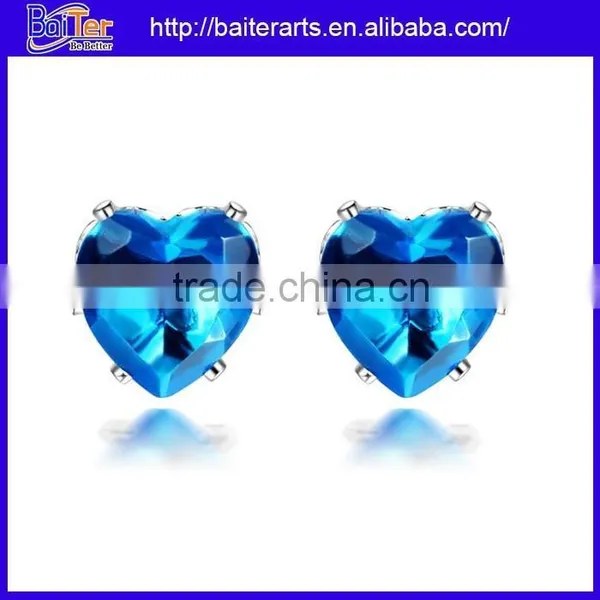 925 Sterling Silver Blue Opal Hoop Earrings Blue Topaz Earring photo-4