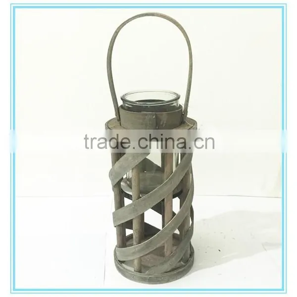 2016 Hot Sale Wooden Hurricane Vases/candle Holder With Round Glass
